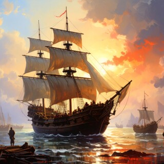 Firefly_1600s-ship-harbor-painting-of-traditional-fine-art-oil-painting-on-canvas-with-incre-710889